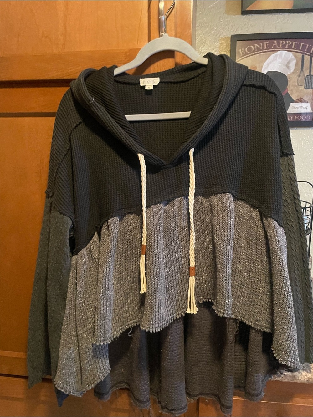 POL Black Waffle-Knit Top